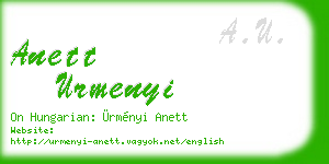 anett urmenyi business card