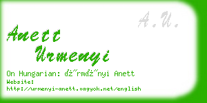 anett urmenyi business card